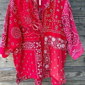 Totem Salvaged Red Bandana Women's Blouse, XL